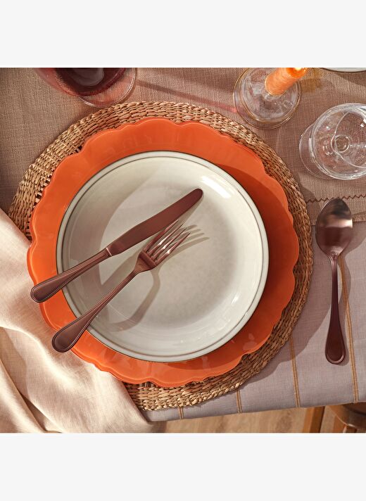 Lılıng Stoneware Pasta Tabağı 20 Cm Bej 2