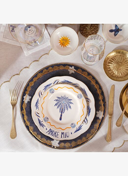 Emet Porselen Pasta Tabağı 20x20x2.4 Cm Lacıvert-sarı 2