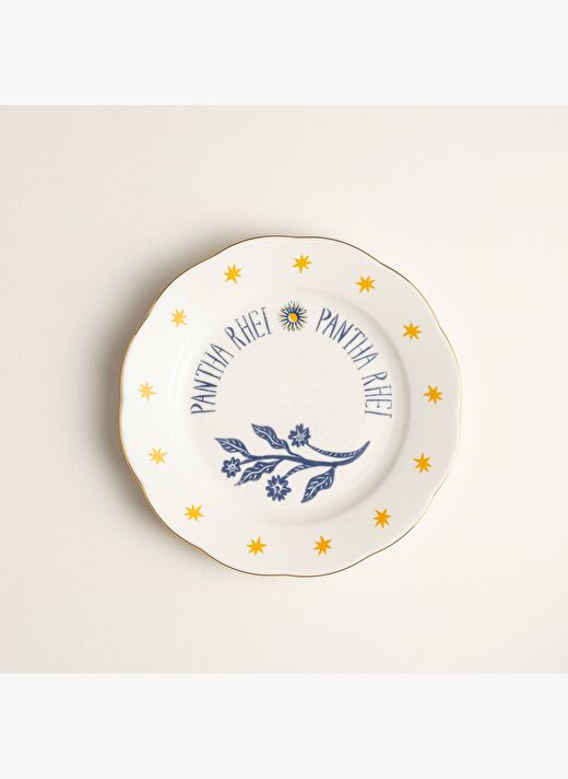 Emet Porselen Pasta Tabağı 20x20x2.4 Cm Mavi -sarı 1