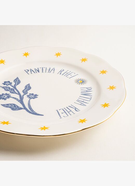 Emet Porselen Pasta Tabağı 20x20x2.4 Cm Mavi -sarı 4