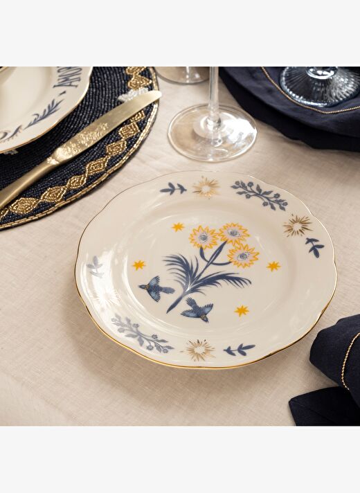 Emet Porselen Pasta Tabağı 20x20x2.4 Cm Mavi - Pembe 2