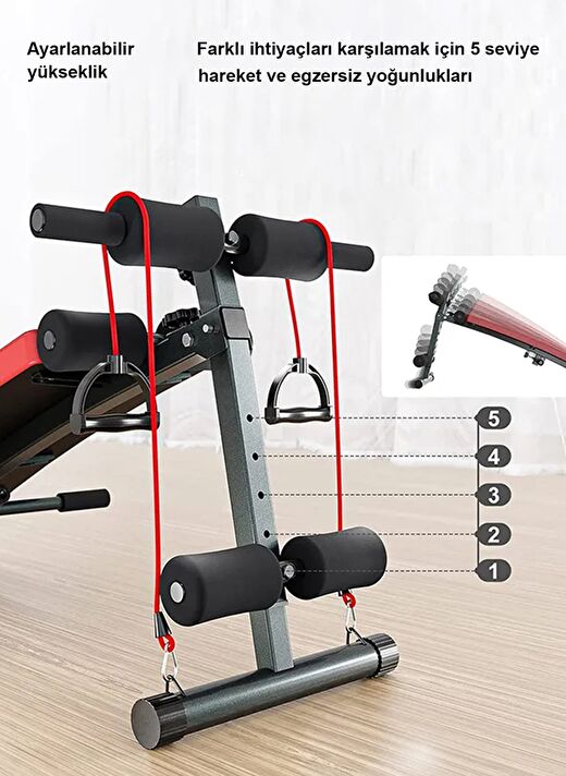 Gym Bench Fitness Ağırlık Sehpası - Katlanabilir Mekik Aleti ve Boks Topu - Tüm Vücut Egzersiz Aleti 2