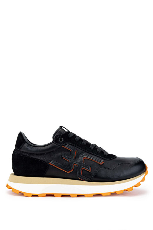 Fabi Siyah-Turuncu Erkek Deri Sneaker 510 FU0875B ERK AYK Y24 1