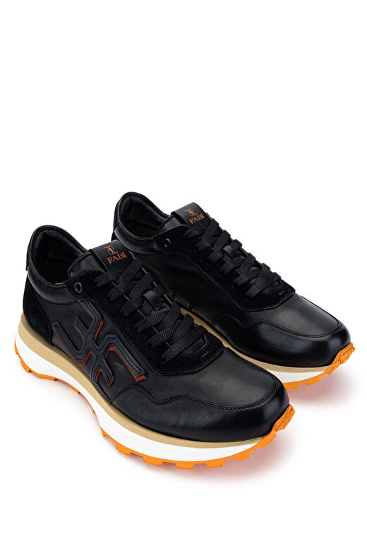 Fabi Siyah-Turuncu Erkek Deri Sneaker 510 FU0875B ERK AYK Y24 2
