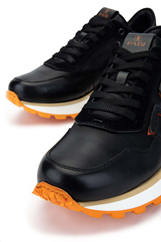 Fabi Siyah-Turuncu Erkek Deri Sneaker 510 FU0875B ERK AYK Y24 3