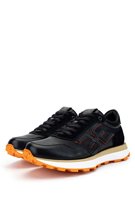 Fabi Siyah-Turuncu Erkek Deri Sneaker 510 FU0875B ERK AYK Y24 4