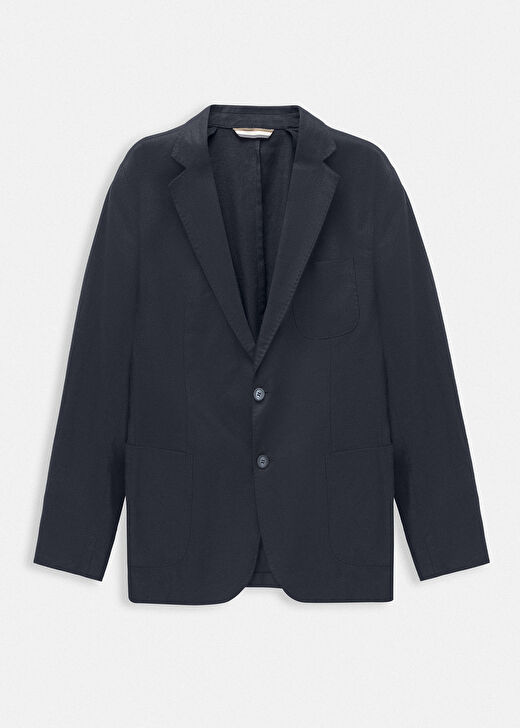 Lacivert Renk Keten Karışımlı Blazer Ceket 1