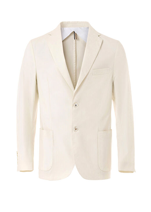 Kırık Beyaz Renk Keten Karışımlı Blazer Ceket 1