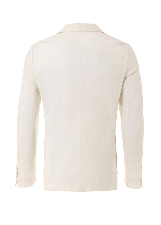 Kırık Beyaz Renk Keten Karışımlı Blazer Ceket 2