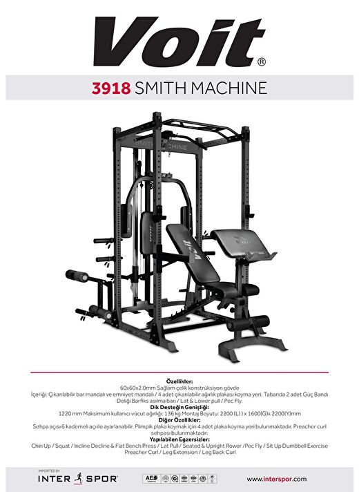 Voit 3918 Smith Machine Ağırlık Çalışma İstasyonu 2