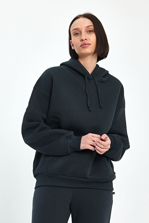 Odda Kapüşonlu Kalın Kadın Sweatshirt 2
