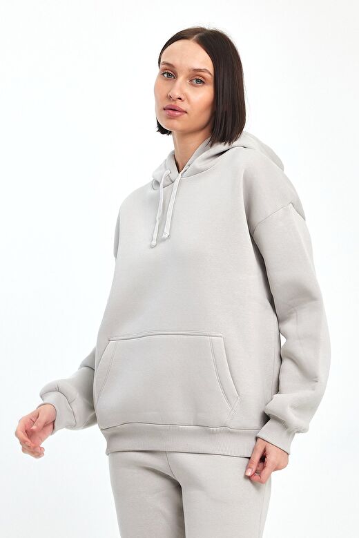 Odda Kapüşonlu Kalın Kadın Sweatshirt 2