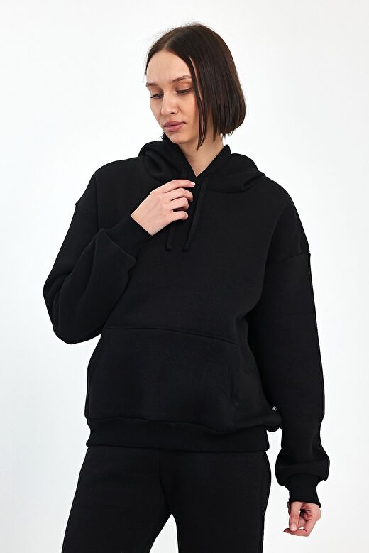 Odda Kapüşonlu Kalın Kadın Sweatshirt 3