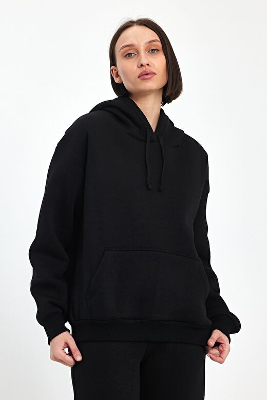 Odda Kapüşonlu Kalın Kadın Sweatshirt 1