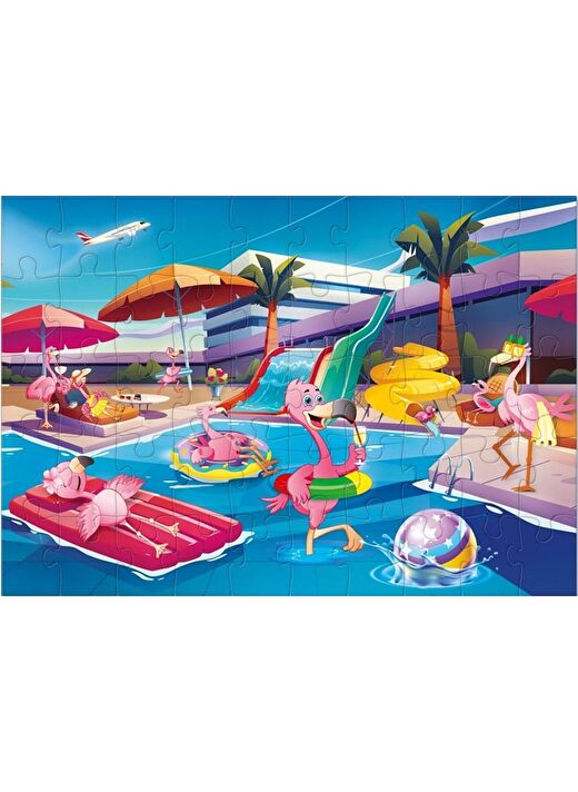 Star Puzzle 2x50 Parça Çocuk Puzzle - Flamingo Partisi 2