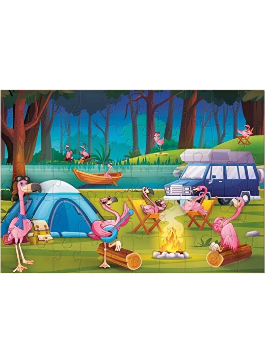 Star Puzzle 2x50 Parça Çocuk Puzzle - Flamingo Partisi 3