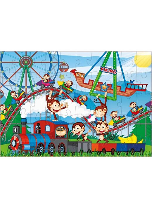 Star Puzzle 2x50 Parça Çocuk Puzzle - Maymun Lunaparkı 2