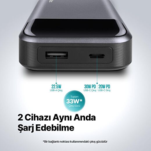 ttec ReCharger Pro LCD 10.000mAh PD 30W  Taşınabilir Hızlı Şarj Aleti/Powerbank 2BB214 3