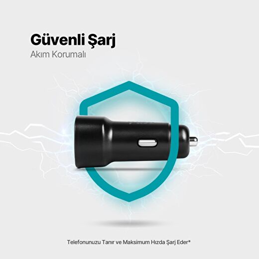 ttec SmartCharger Duo 3.1A Araç Şarj Aleti Çift USB  + USB-C ve Lightning Kablo 3