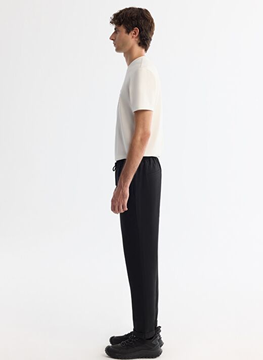 Erkek Siyah Basic Beli Lastikli Duble Paça Jogger Pantolon E003000 3