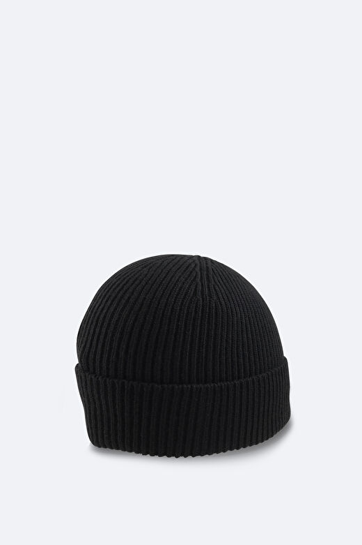 Erkek Siyah Fitilli Örgü Basic Yün Bere B009200 2