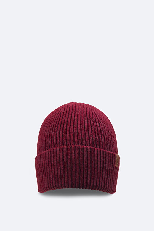 Erkek Bordo Fitilli Örgü Basic Yün Bere B009200 1