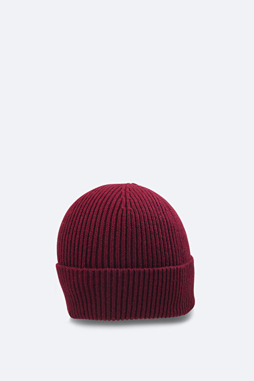 Erkek Bordo Fitilli Örgü Basic Yün Bere B009200 2