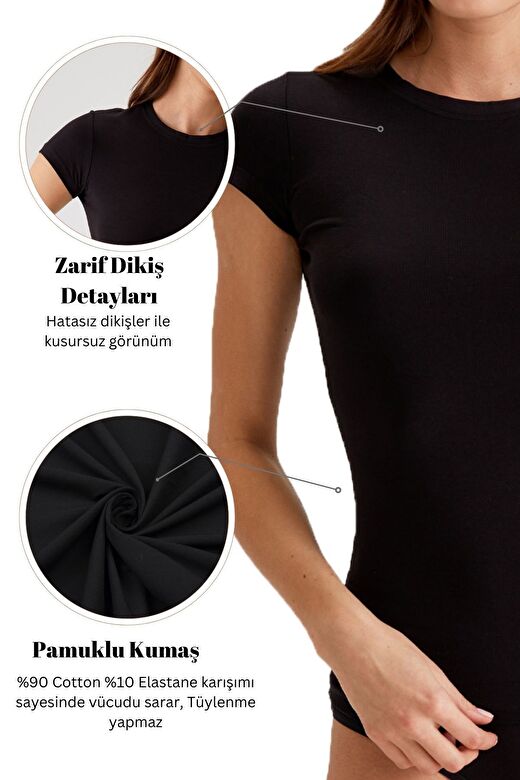 2'li Ekonomik Paket Siyah 1005 Kısa Kol Basic T-shirt - Atlet 4