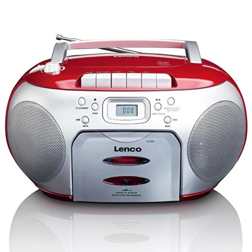 LENCO SCD-420 RD - TAŞINABİLİR Müzik Seti FM RADYO CD KASET ÇALAR Kırmızı Gümüş 3