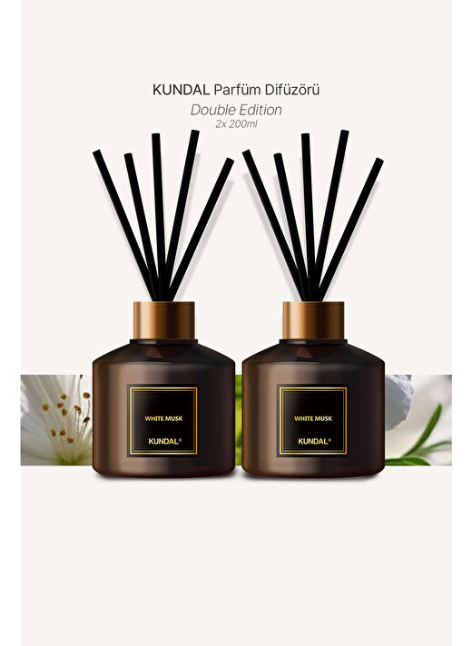 Parfüm Difüzörü Temel Seri KUNDAL Perfume Diffuser 200ml 2 Adet (White Musk) 1