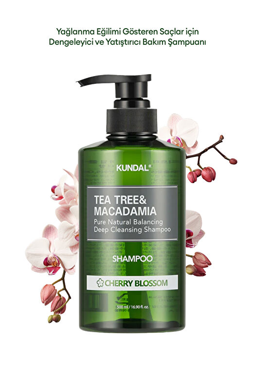 Yağlı Saçlara Özel Şampuan KUNDAL Tea Tree & Macadamia Deep Cleansing Shampoo 500 ml (CherryBlossom) 1