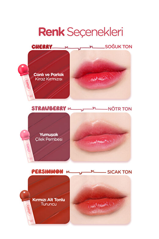 Kalıcı Renkleriyle Şeker Gibi Parlayan Nemlendiren Tint A'PIEU The Pure Candy Tint (No.01 Cherry) 3