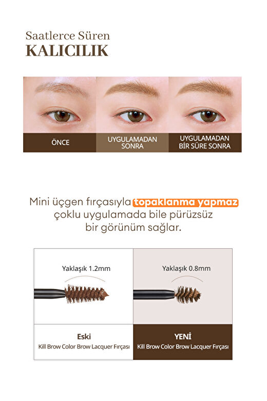 Yoğun Pigmentli, Üçgen Fırça Uçlu Kaş Maskarası Clio Kill Brow Color Brow Lacquer (01 Natural Brown) 3