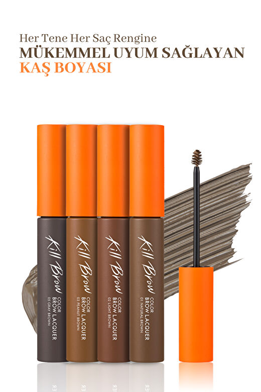 Yoğun Pigmentli, Üçgen Fırça Uçlu Kaş Maskarası Clio Kill Brow Color Brow Lacquer (01 Natural Brown) 4