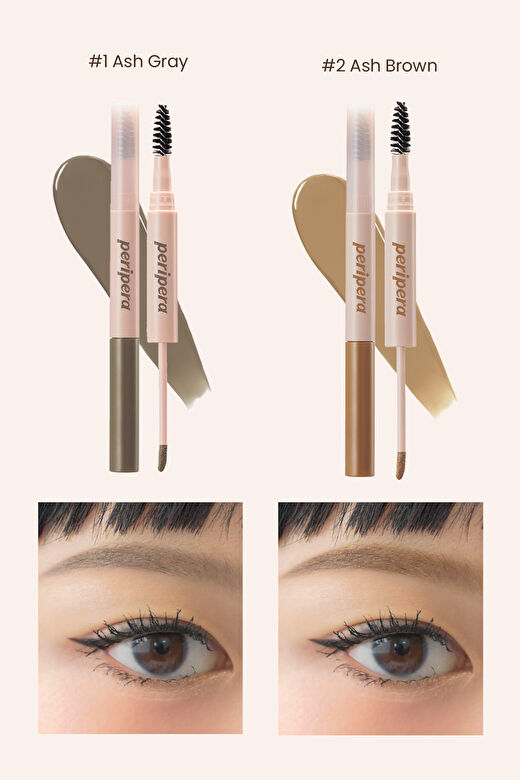 Uzun Süre Kalıcı, Yoğun Pigmentli Kaş Jeli Peripera Speedy Drawing Longwear Brow (02 Ash Brown) 3