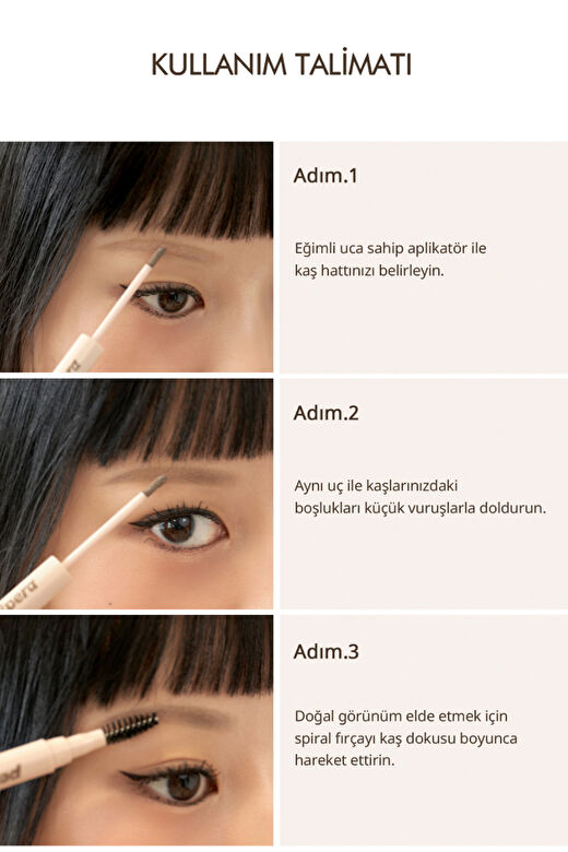 Uzun Süre Kalıcı, Yoğun Pigmentli Kaş Jeli Peripera Speedy Drawing Longwear Brow (02 Ash Brown) 4