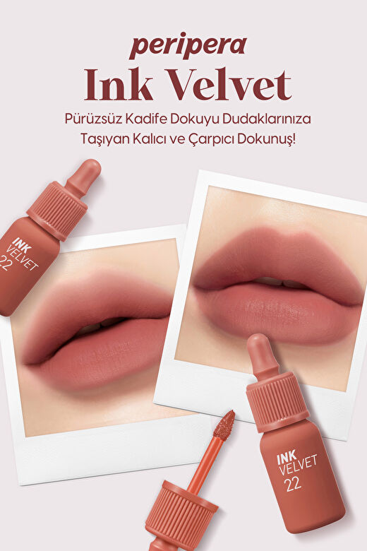 Yüksek Pigmentli, Kadife Görünümlü, Gün Boyu Kalıcı Tint Peripera Ink Velvet (22 Bouquet Nude) 2
