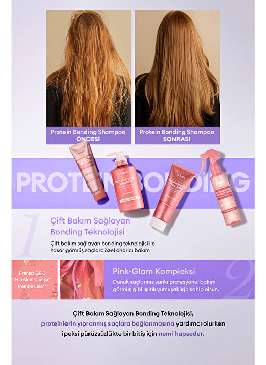 Yoğun Onarıcı ve Isı Koruyucu Bakım Şampuanı KUNDAL Protein Bonding Shampoo 500ml Violet Muguet 3