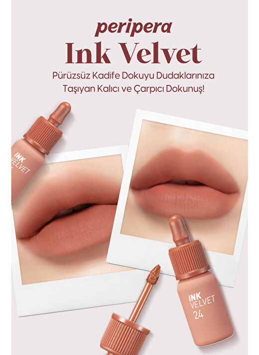 Yüksek Pigmentli, Kadife Görünümlü, Gün Boyu Kalıcı Tint PERIPERA Ink Velvet (24 Milky Nude) 2