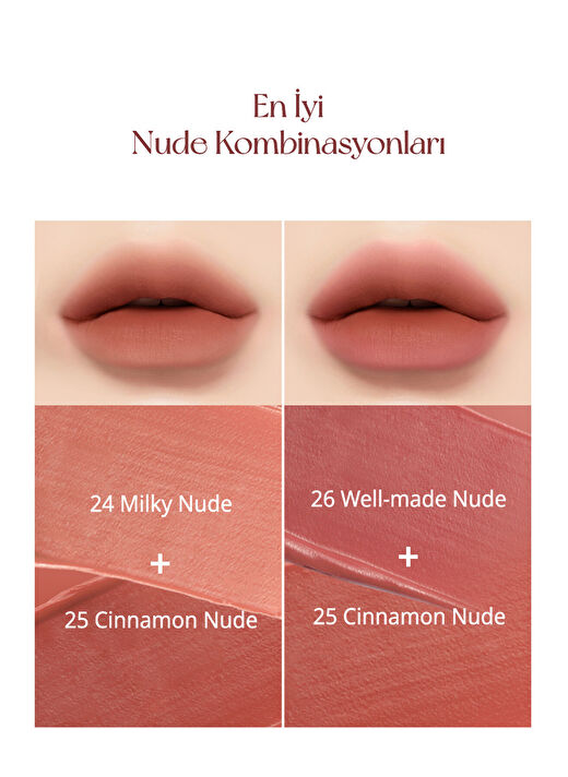 Yüksek Pigmentli, Kadife Görünümlü, Gün Boyu Kalıcı Tint PERIPERA Ink Velvet (25 Cinnamon Nude) 3