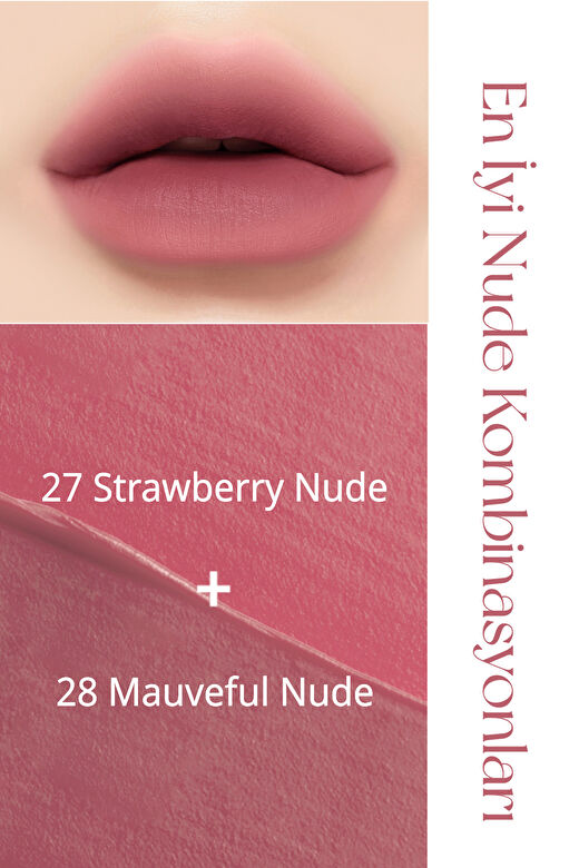 Yüksek Pigmentli, Kadife Görünümlü, Gün Boyu Kalıcı Tint Peripera Ink Velvet (27 Strawberry Nude) 3