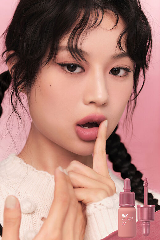 Yüksek Pigmentli, Kadife Görünümlü, Gün Boyu Kalıcı Tint Peripera Ink Velvet (27 Strawberry Nude) 4