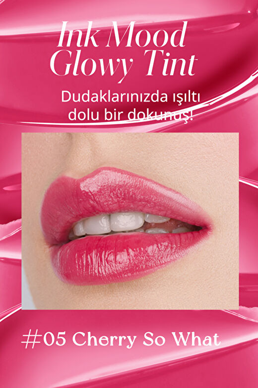 Ağırlık Hissi Vermeyen, Pigmentli, Parlak Tint Peripera Ink Mood Glowy Tint (05 Cherry So What) 2