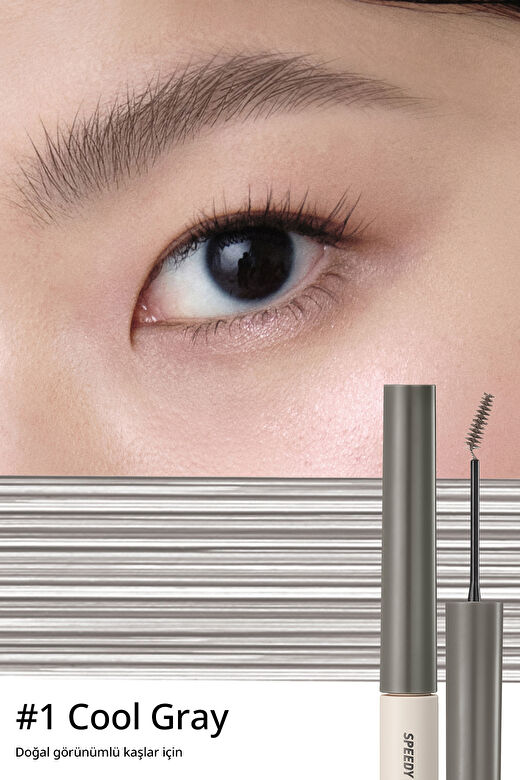 Özel Fırça Tasarımlı, Yoğun Pigmentli Kaş Maskarası Peripera Speedy Skinny Browcara 01 Cool Gray 2