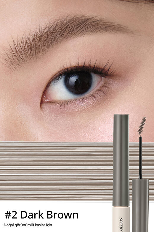 Özel Fırça Tasarımlı, Yoğun Pigmentli Kaş Maskarası Peripera Speedy Skinny Browcara 02 Dark Brown 2