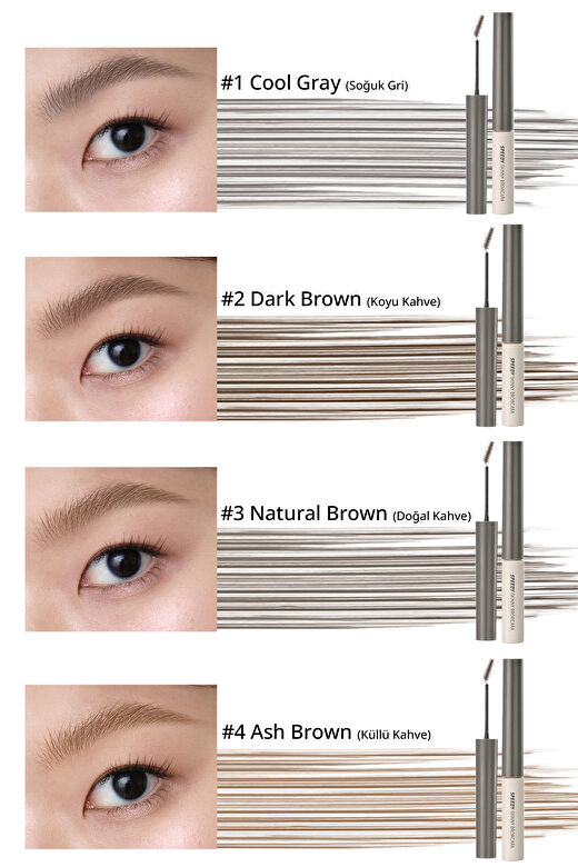 Özel Fırça Tasarımlı, Yoğun Pigmentli Kaş Maskarası Peripera Speedy Skinny Browcara 02 Dark Brown 3
