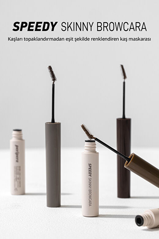 Özel Fırça Tasarımlı, Yoğun Pigmentli Kaş Maskarası Peripera Speedy Skinny Browcara 02 Dark Brown 4