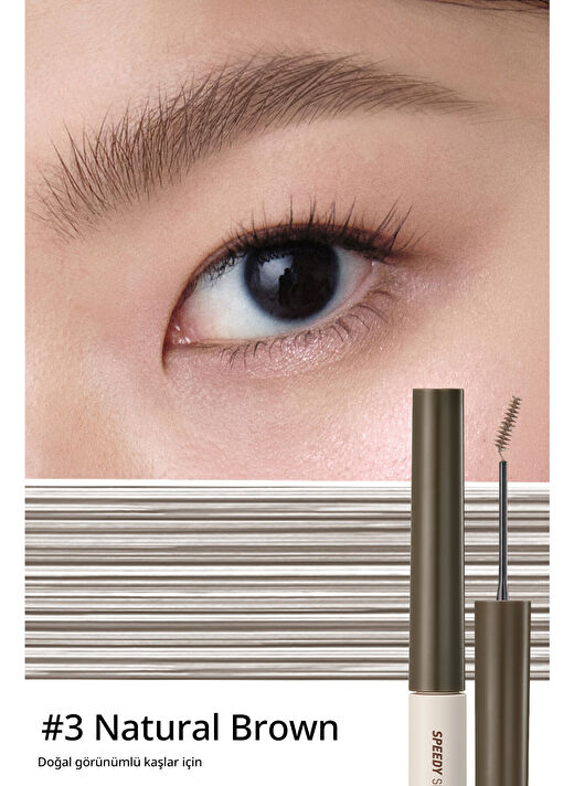 Özel Fırça Tasarımlı, Yoğun Pigmentli Kaş Maskarası PERIPERA Speedy Skinny Browcara 03 Natural Brown 2