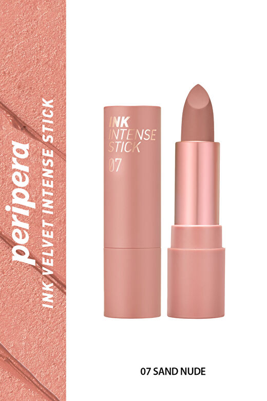 Yoğun Renk Pigmentli,  Kadife Görünümlü Ruj Peripera Ink Velvet Intense Stick (007 Sand Nude) 3