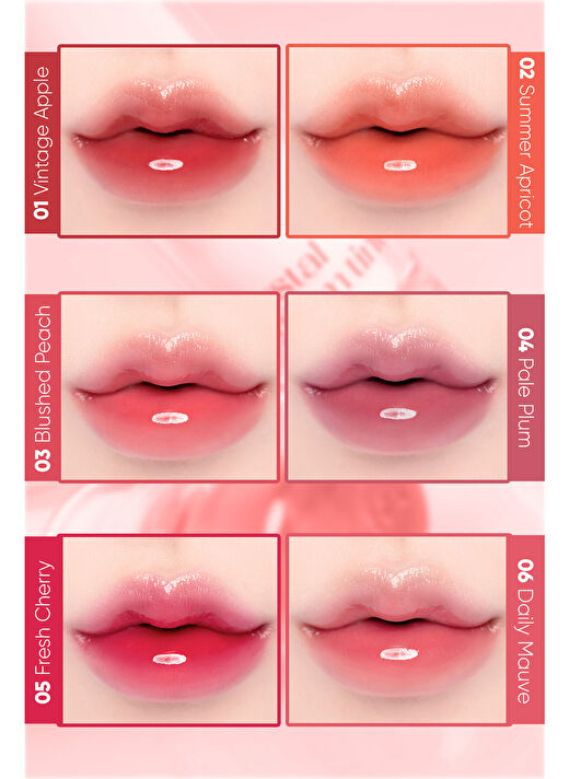 Yapışkanlık Hissi Vermeyen Yoğun Işıltılı Tint CLIO Crystal Glam Tint (01 Vintage Apple) 4